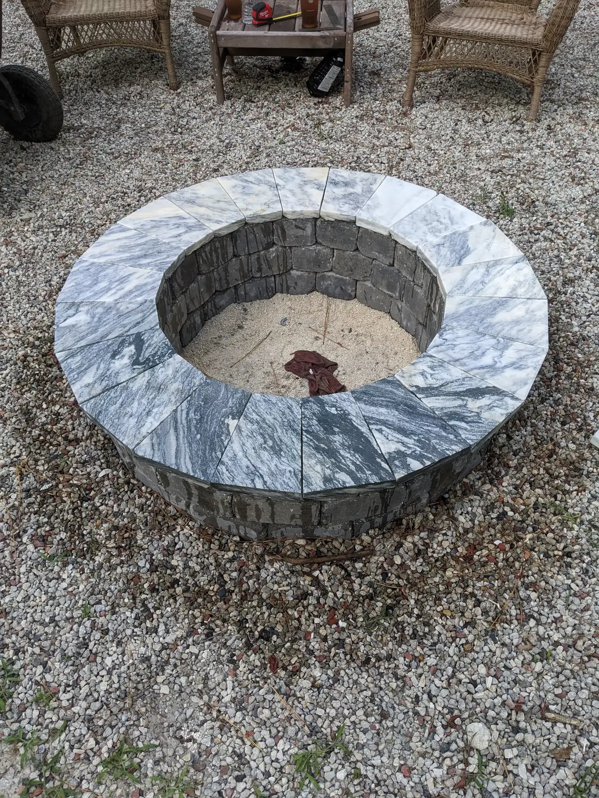 Natural stone outdoor fireplace in Fernandina Beach