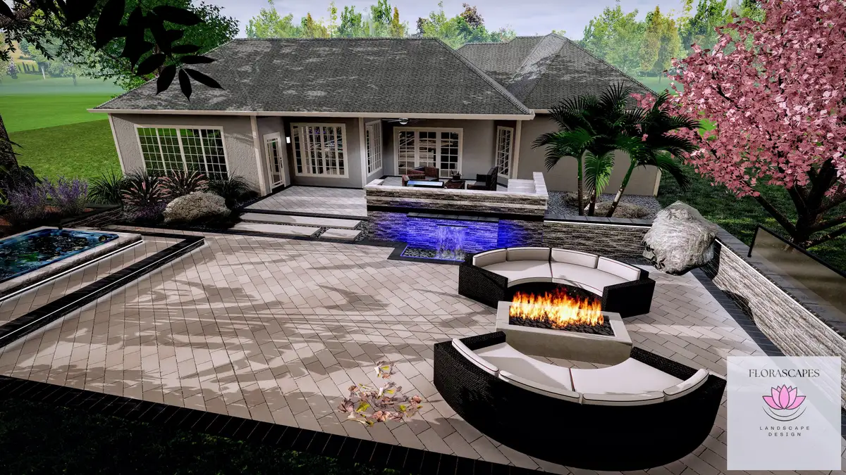 Custom natural stone landscape design in Ponte Vedra FL